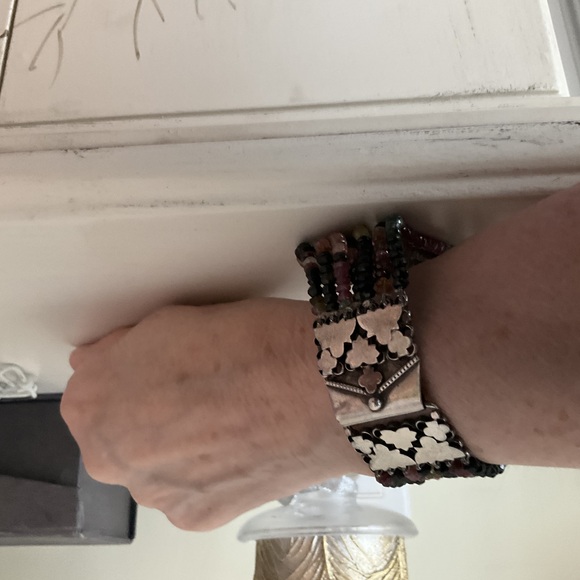 Faceted 7 strand tourmaline bracelet with unique silver clasp - Picture 1 of 10
